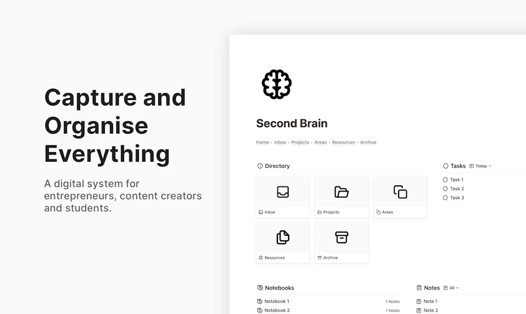 Notion Second Brain screenshot 1 of 3
