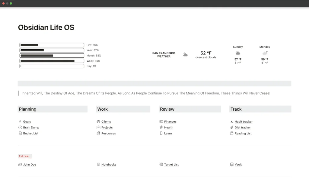 Obsidian Life OS : Notion template screenshot 5 of 5