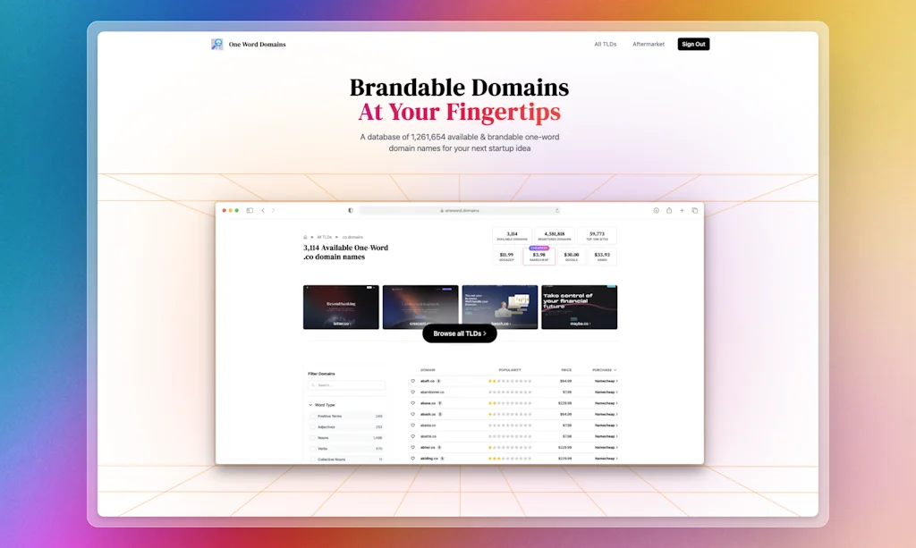 One Word Domains screenshot 1 of 3