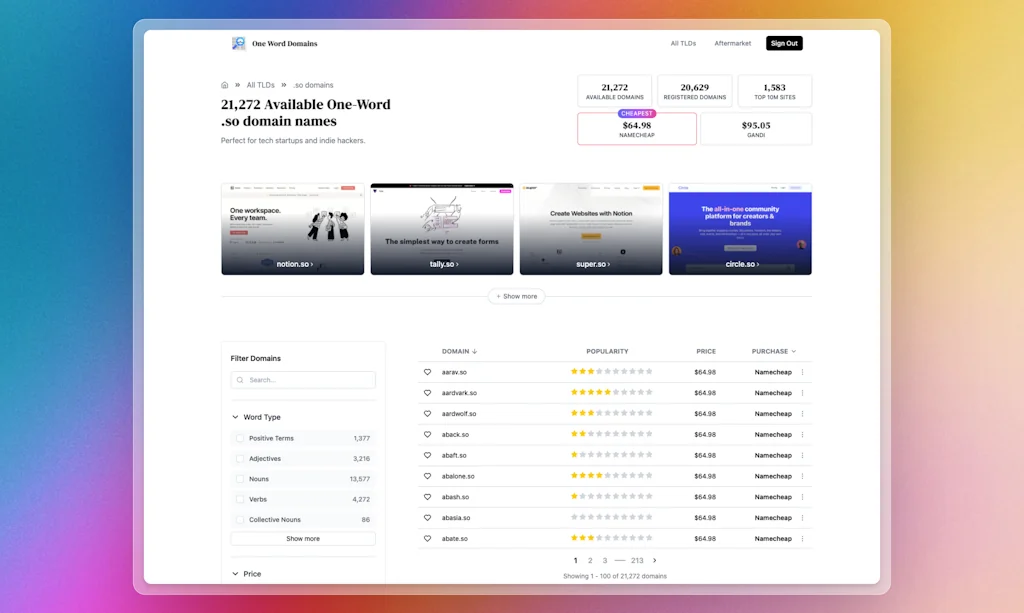 One Word Domains screenshot 2 of 3