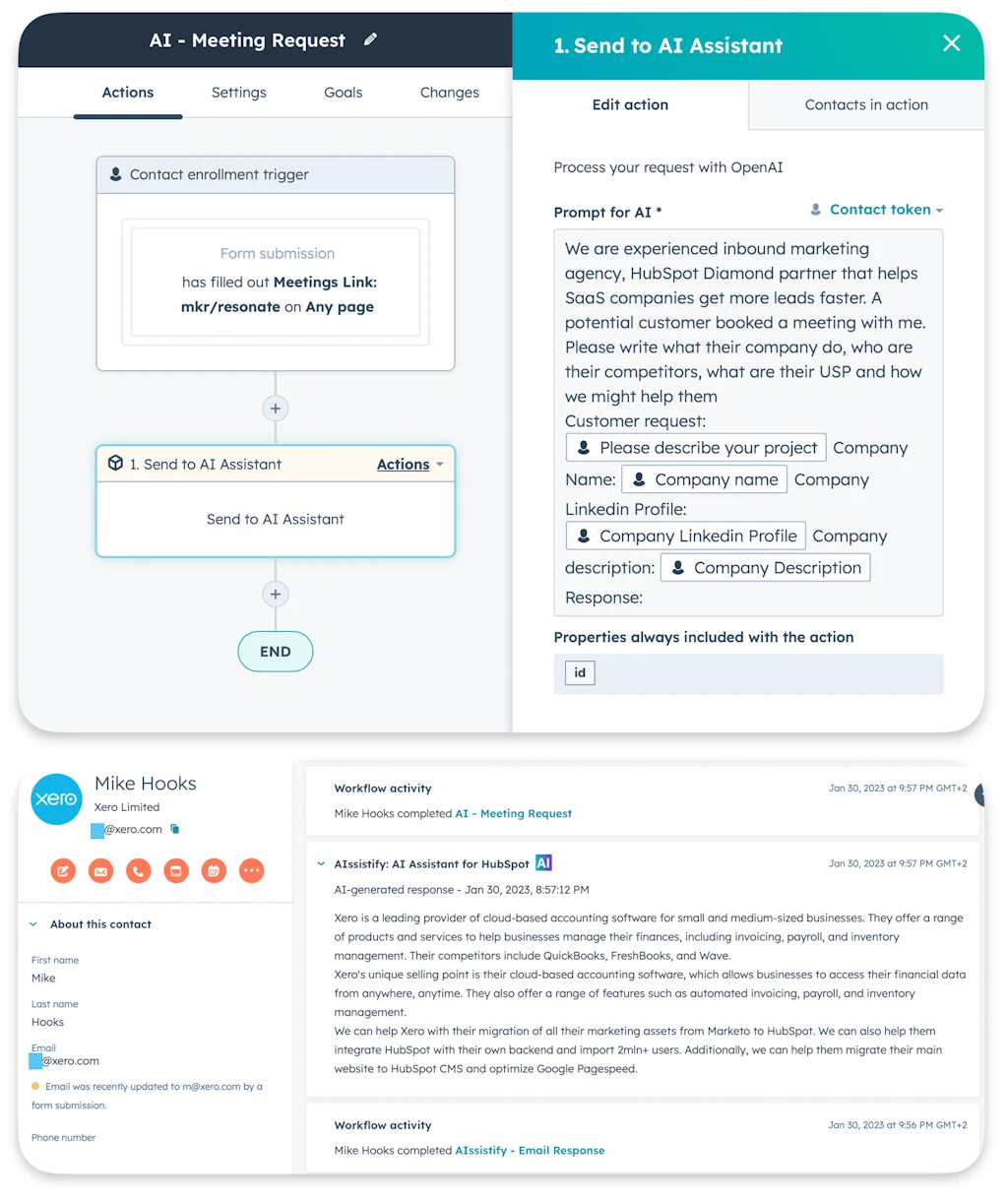 OpenAI in HubSpot CRM screenshot 2 of 3