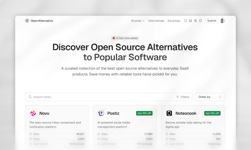 OpenAlternative screenshot 1 of 5