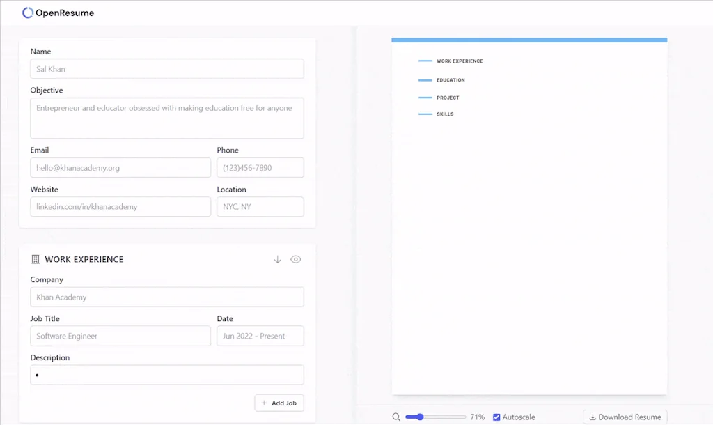 OpenResume screenshot 1 of 3
