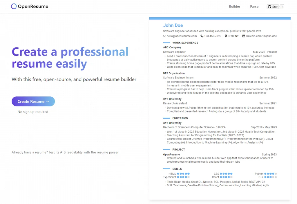 OpenResume screenshot 3 of 3