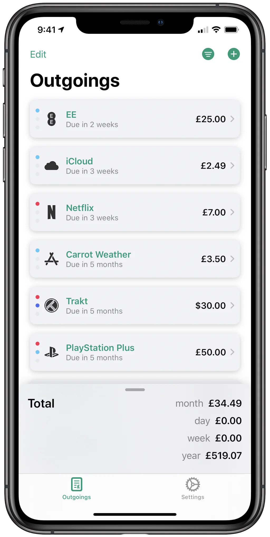 Outgoings screenshot 7 of 10