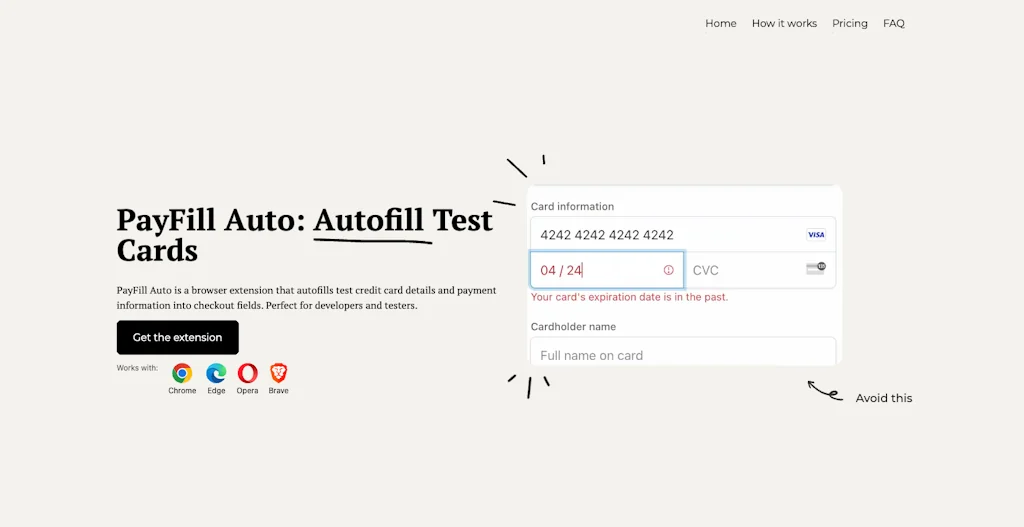 PayFill Auto: Autofill Test Cards screenshot 1 of 3