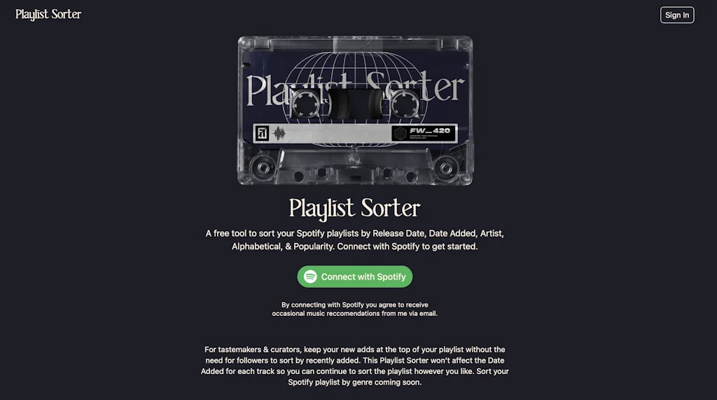 Playlist Sorter screenshot 1 of 3