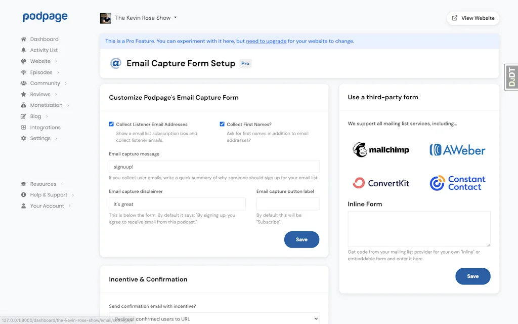 Podpage: Podcast Websites screenshot 6 of 6
