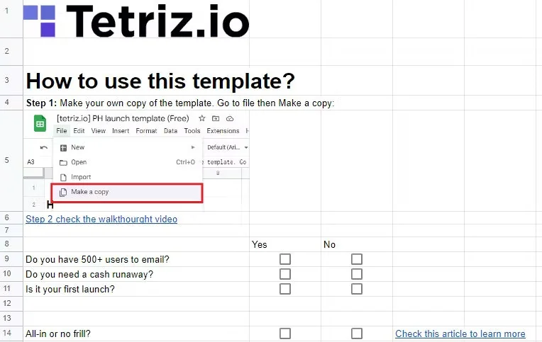 Product launch action template screenshot 2 of 3
