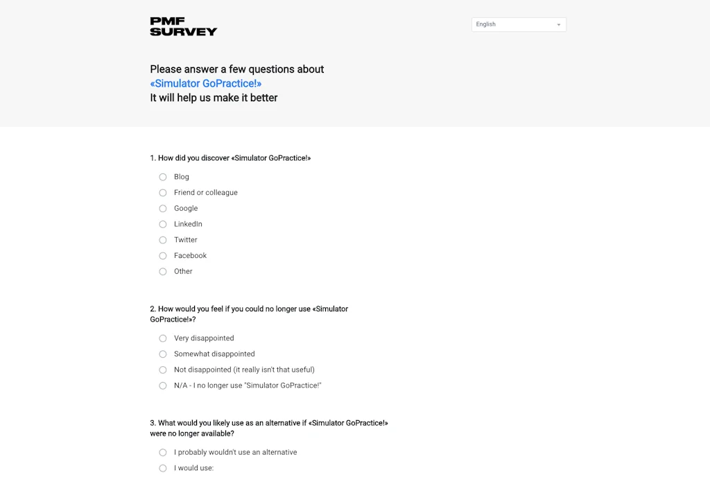 Product/Market Fit Survey by Sean Ellis screenshot 2 of 6