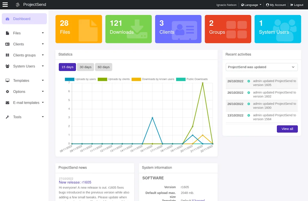 ProjectSend screenshot 1 of 6