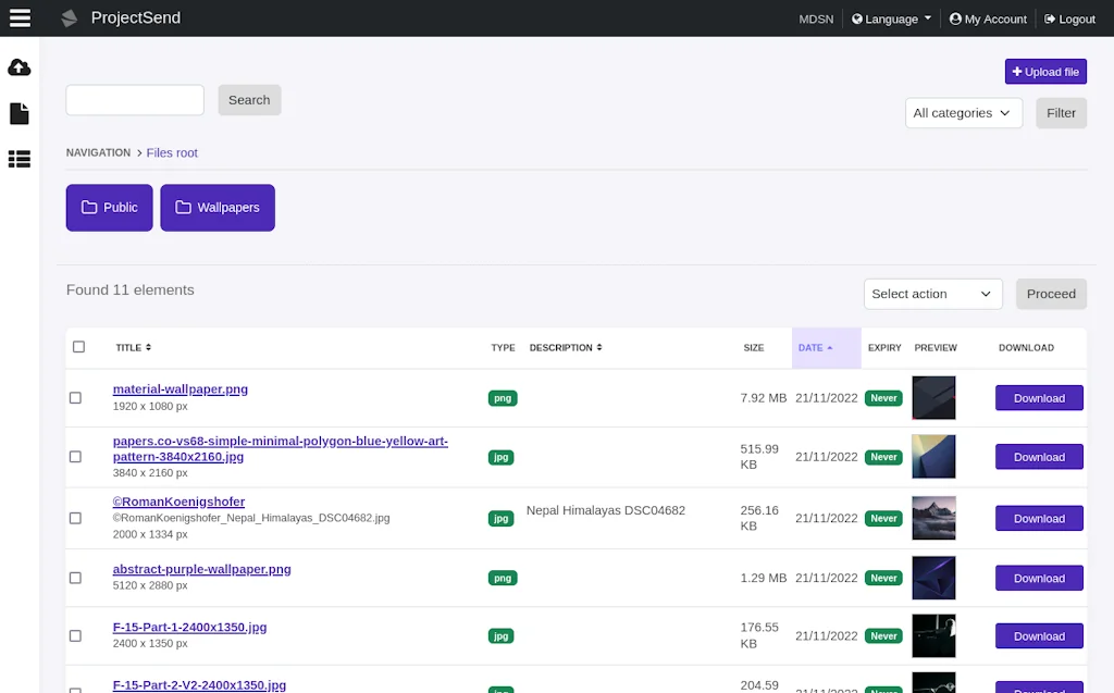 ProjectSend screenshot 4 of 6