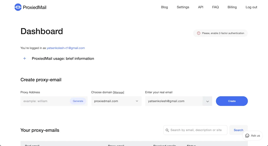 ProxiedMail screenshot 1 of 2