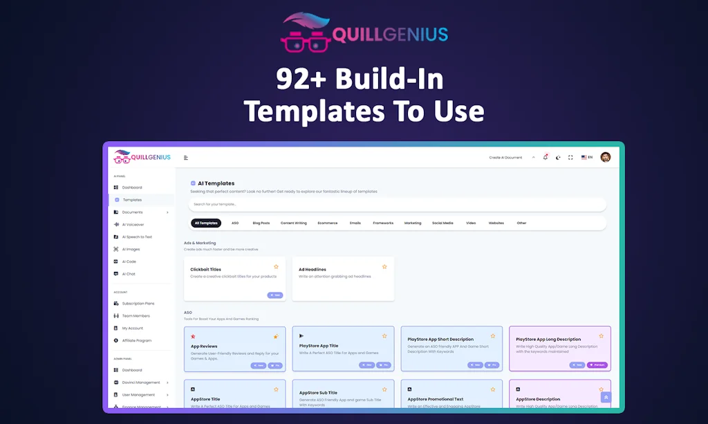 QuillGenius AI Copywriting Tool screenshot 2 of 9