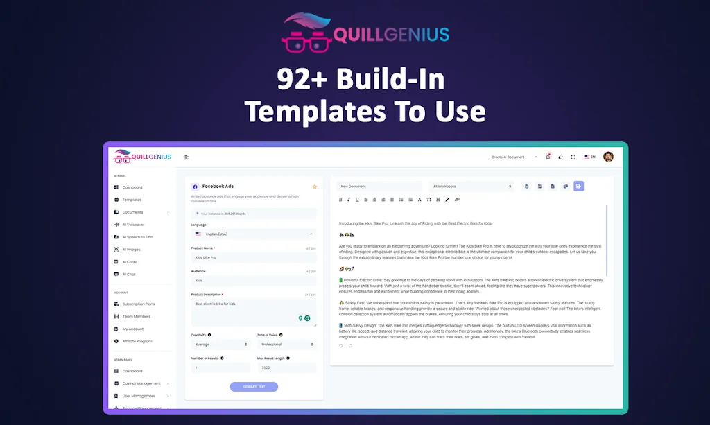 QuillGenius AI Copywriting Tool screenshot 3 of 9