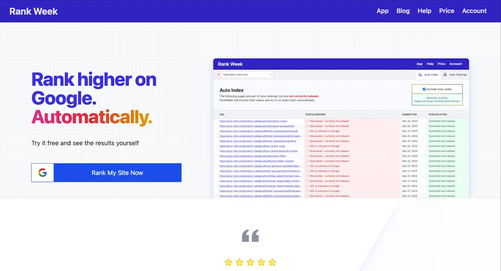 RankWeek.com screenshot 1 of 2