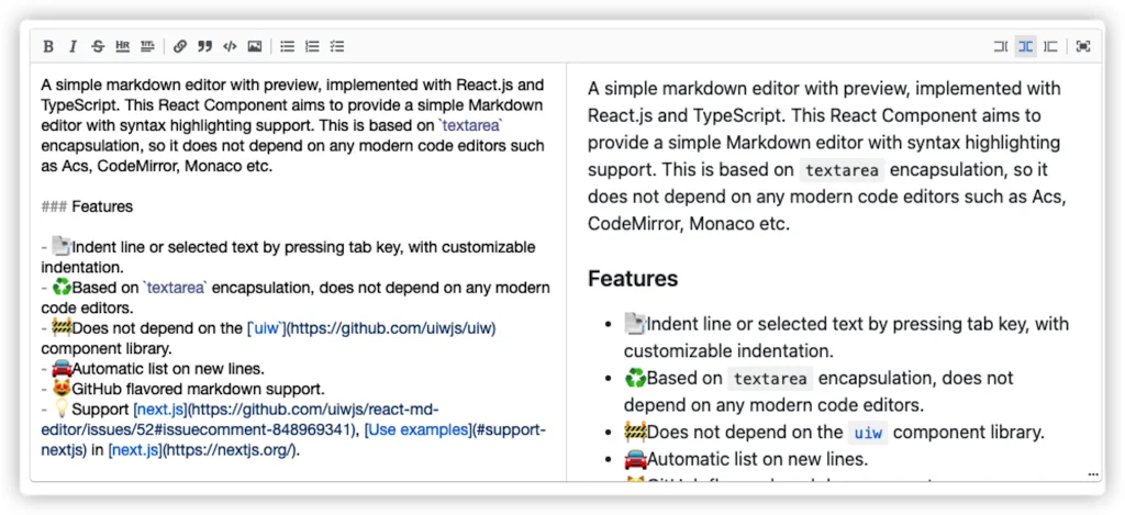 React Markdown Editor screenshot 1 of 3