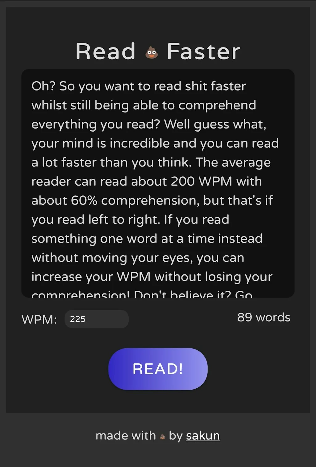 Read 💩 Faster screenshot 1 of 3