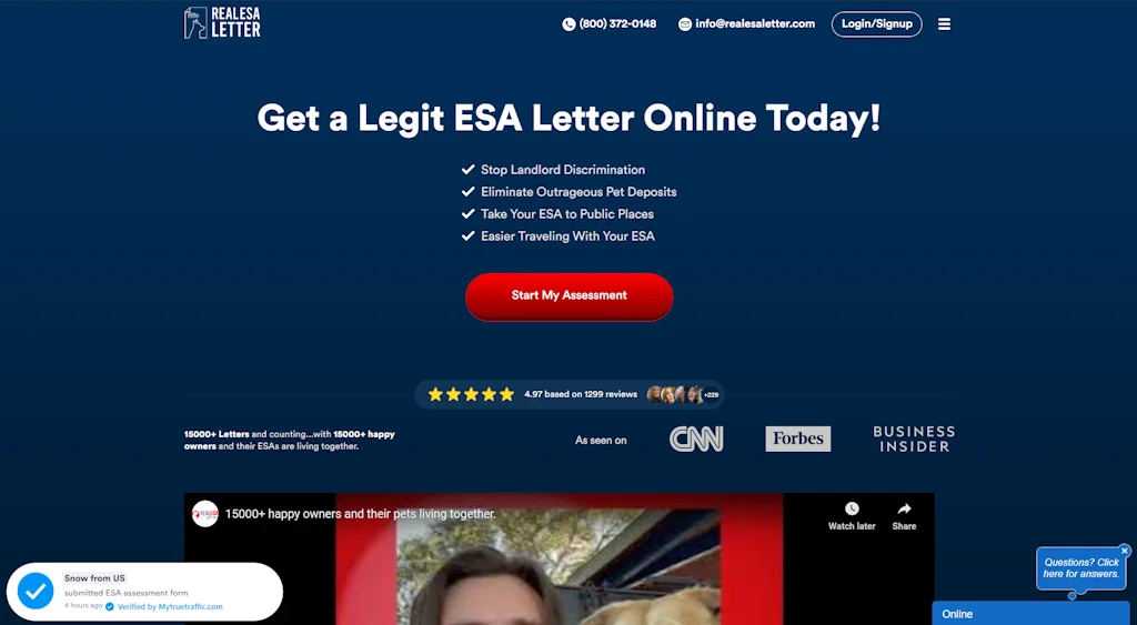 Real ESA Letter screenshot 1 of 3