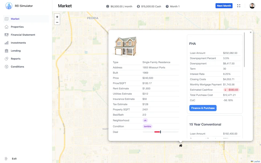 Real Estate Investing Simulator screenshot 1 of 6