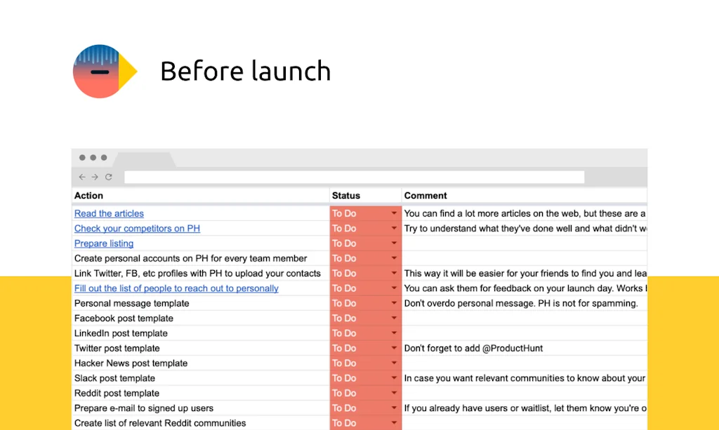 Relatively No-frills PH Launch Checklist screenshot 2 of 4