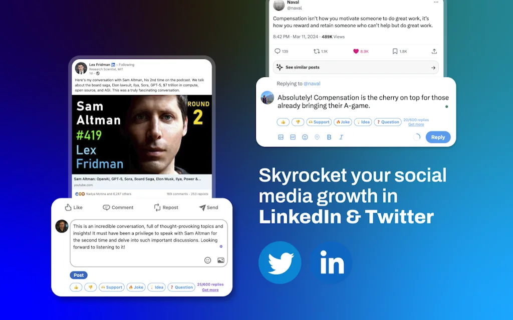 Replai AI Replies for LinkedIn & Twitter screenshot 2 of 3
