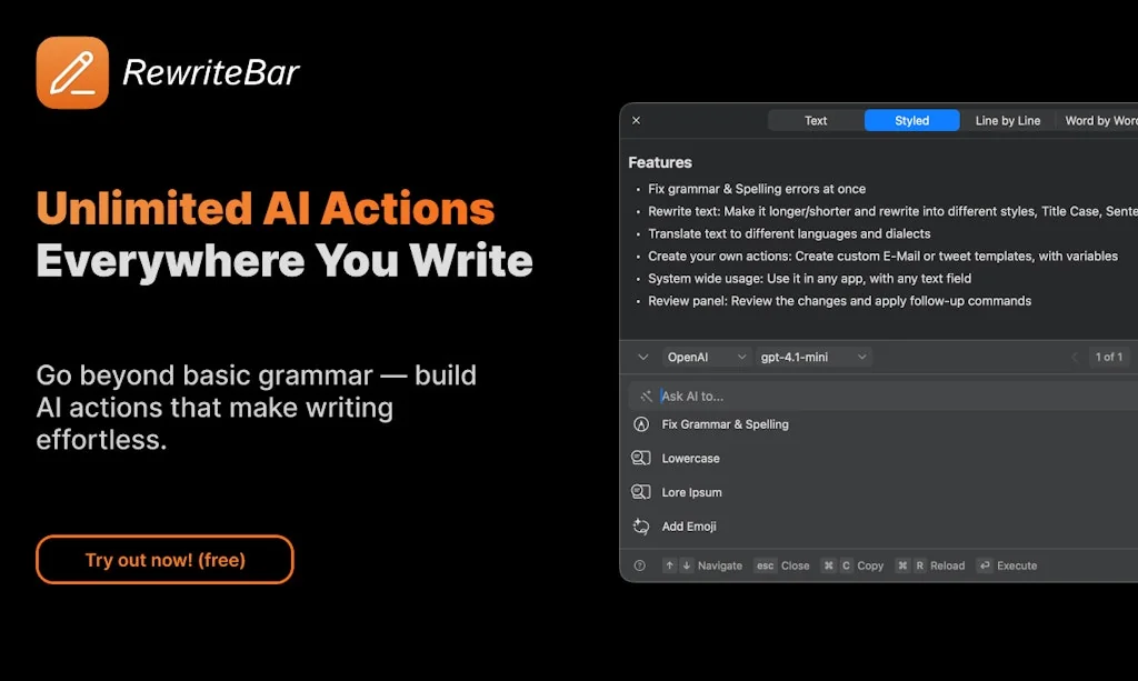 RewriteBar screenshot 1 of 5