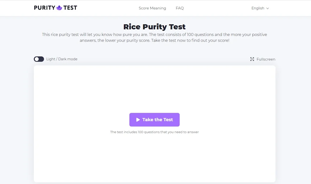Rice Purity Test screenshot 2 of 4