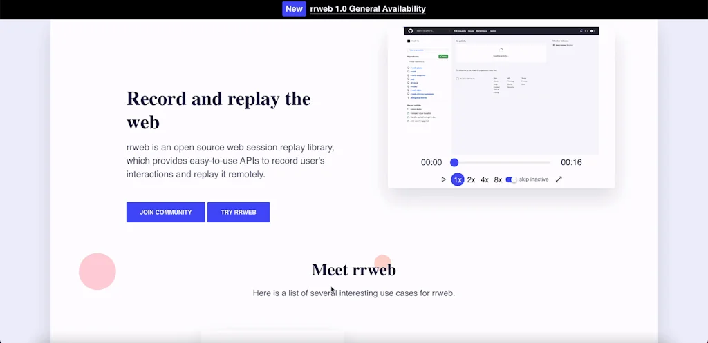 rrweb screenshot 1 of 2