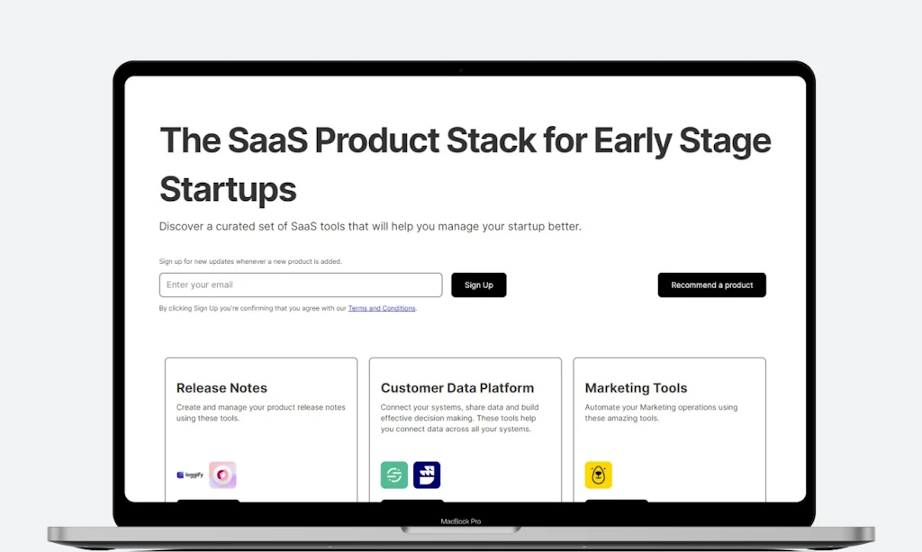 SaaS Product Stack for Startups screenshot 1 of 3