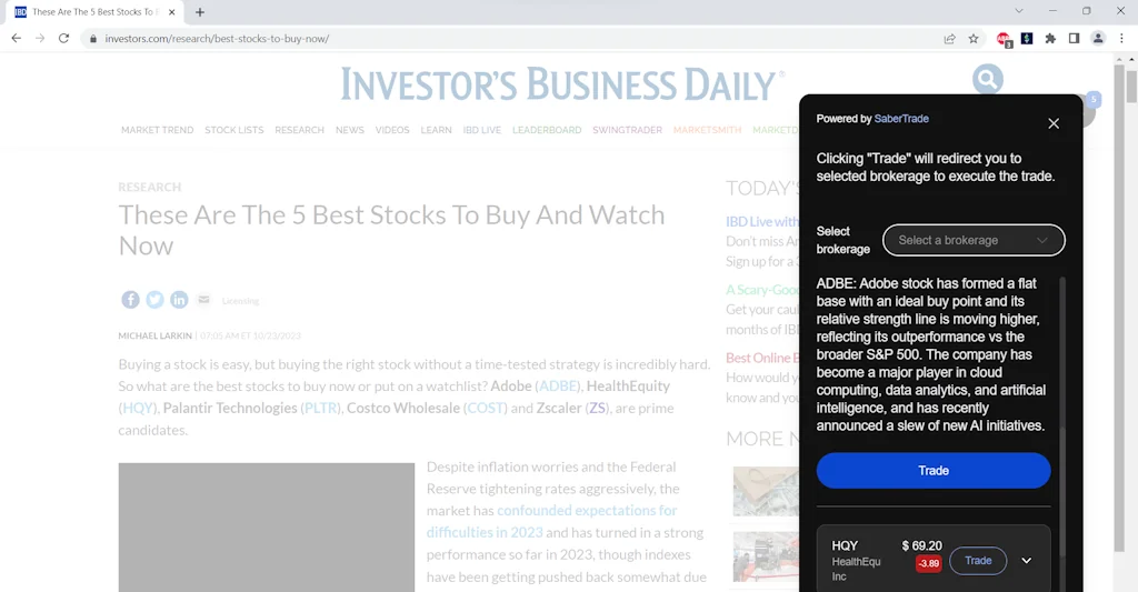 SaberTrade Browser Extension screenshot 5 of 5