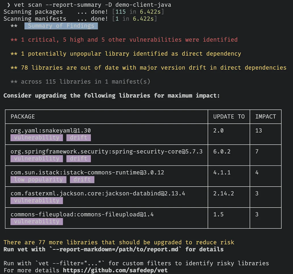 SafeDep vet screenshot 3 of 3