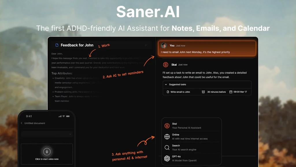 Saner.AI screenshot 1 of 4