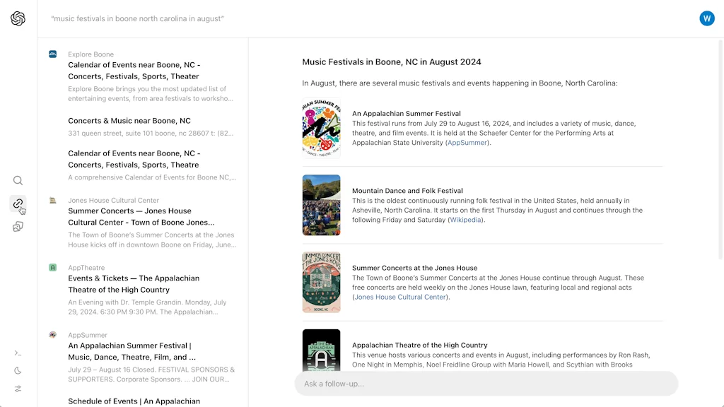 SearchGPT Prototype screenshot 7 of 7