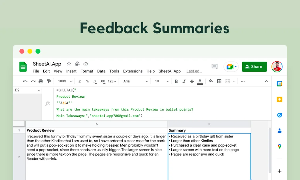 SheetAI App, AI prompts in Google Sheets screenshot 4 of 5