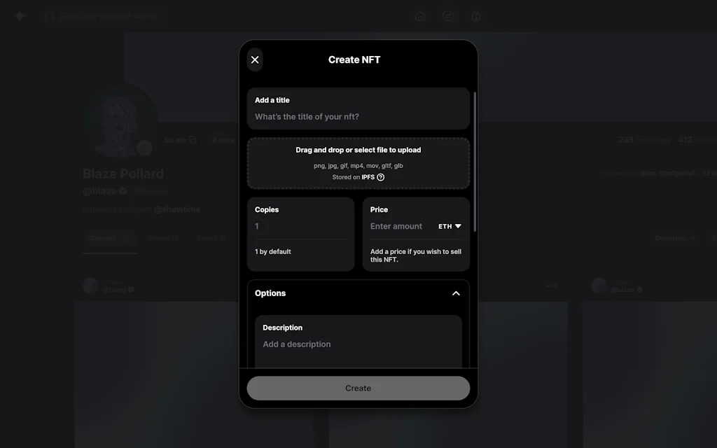 Showtime Gasless NFT Marketplace screenshot 1 of 3