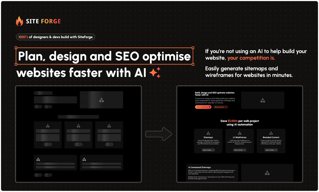 SiteForge - AI Website Wireframer screenshot 1 of 3