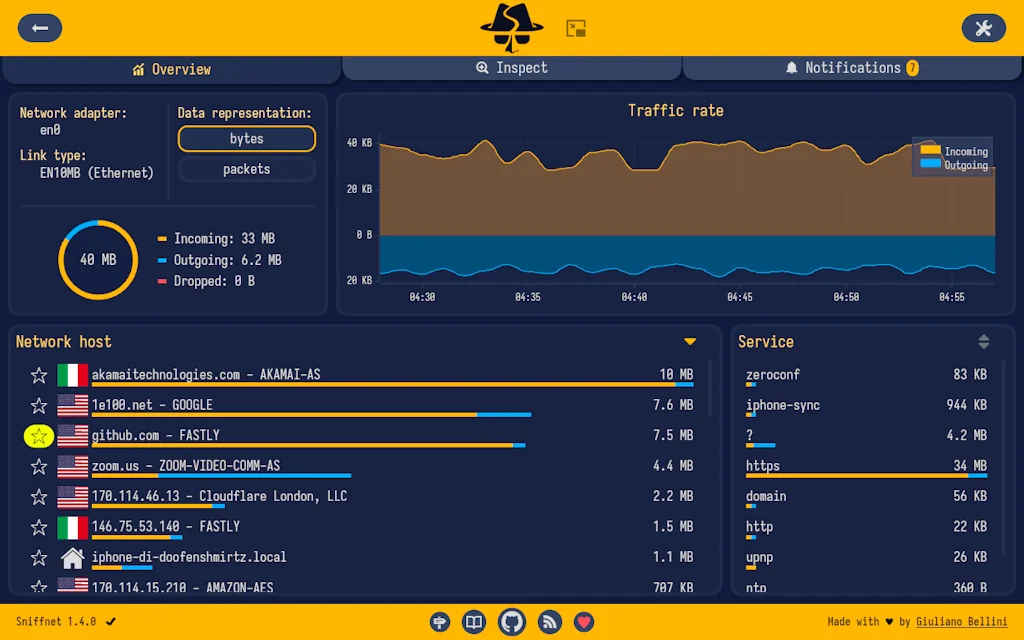 Sniffnet screenshot 1 of 3