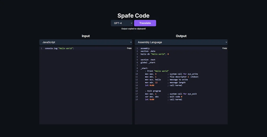 Spafe Code - AI Code Translator screenshot 1 of 1