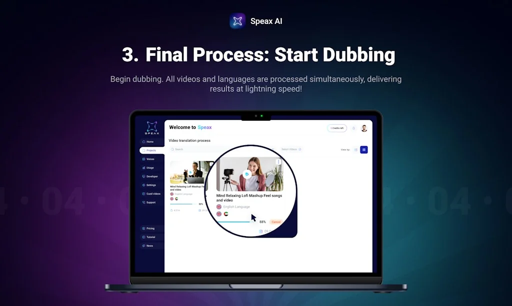 Speax - AI Video Dubbing screenshot 4 of 6