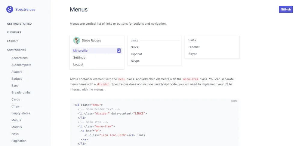 Spectre.css screenshot 2 of 3