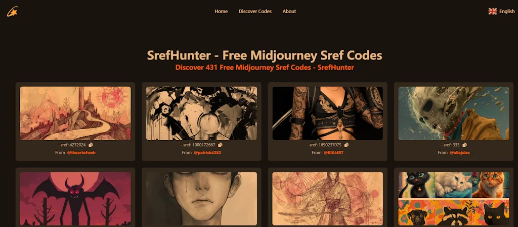 SrefHunter - Free Midjourney sref screenshot 3 of 3