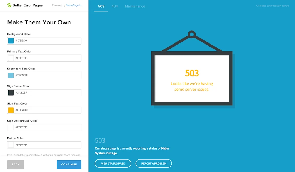 Statuspage screenshot 1 of 2