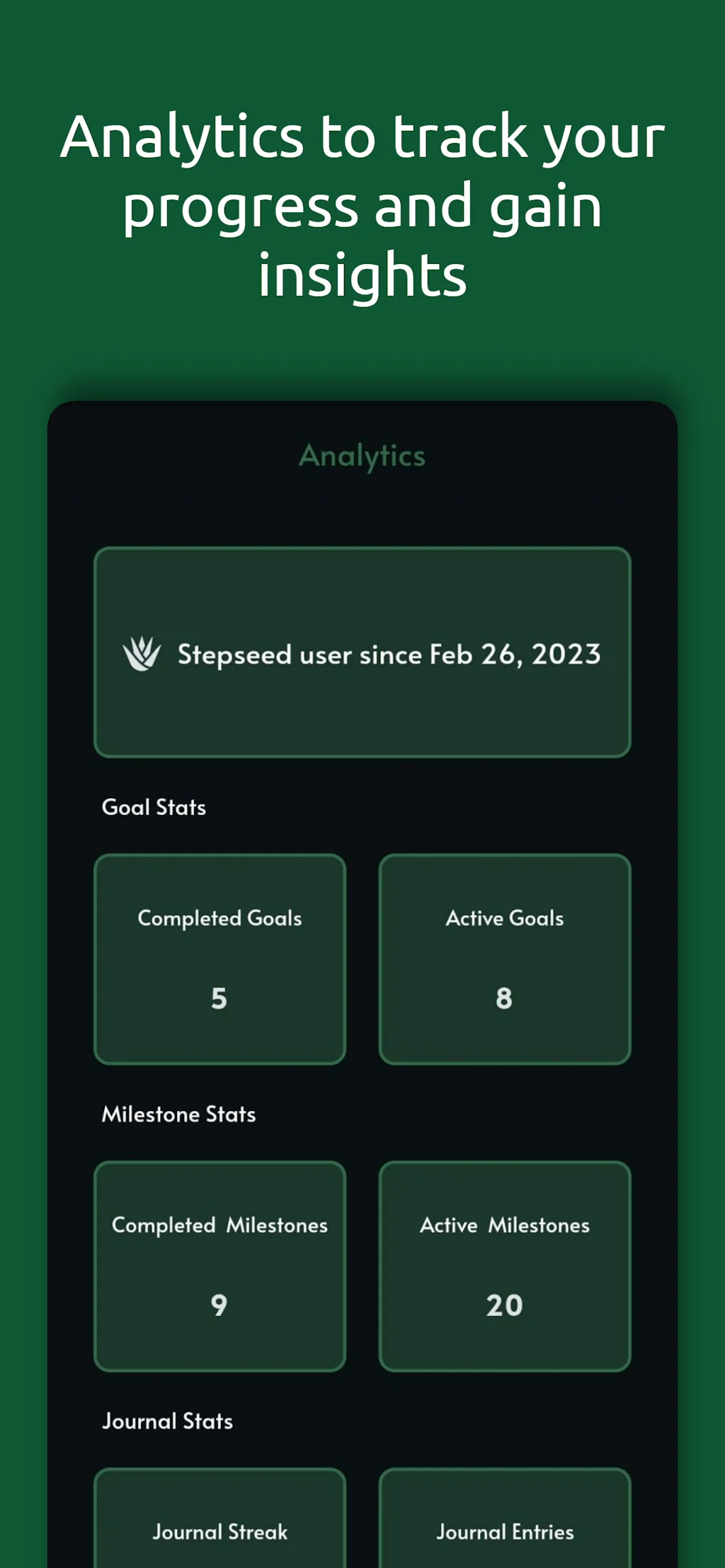 Stepseed: AI Goal Tracker and Journal screenshot 5 of 7