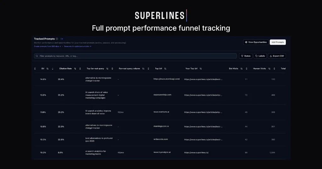 Superlines AI Search Analytics Platform screenshot 1 of 3