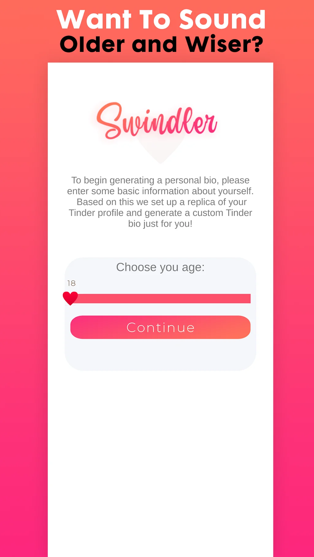 Swindler: Create.Tinder.Bio with AI screenshot 4 of 5