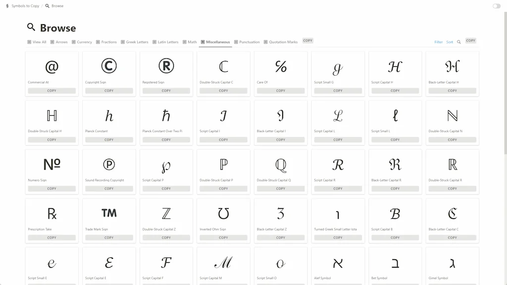 Symbols to Copy screenshot 2 of 2