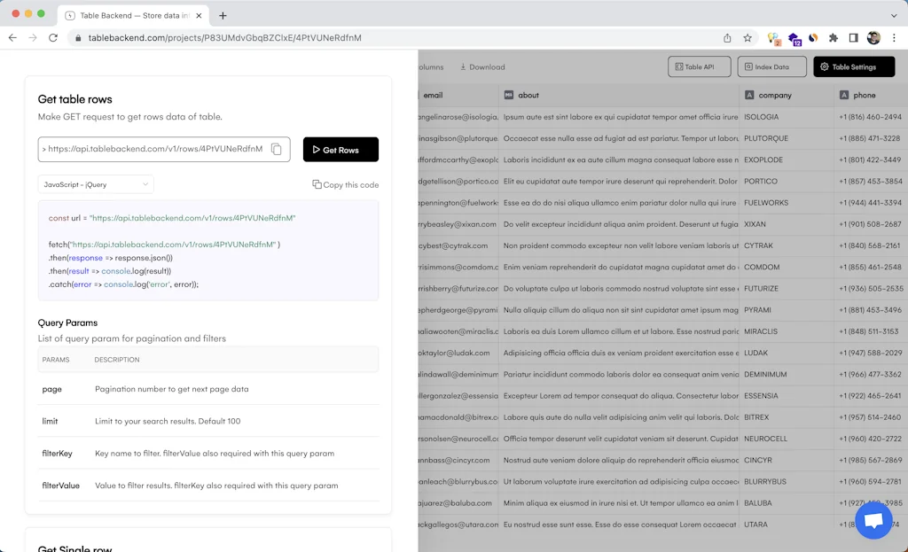 Table Backend screenshot 10 of 11