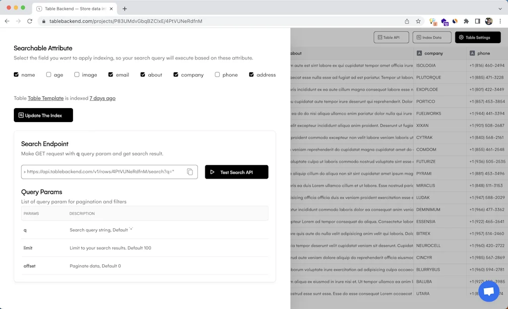 Table Backend screenshot 11 of 11