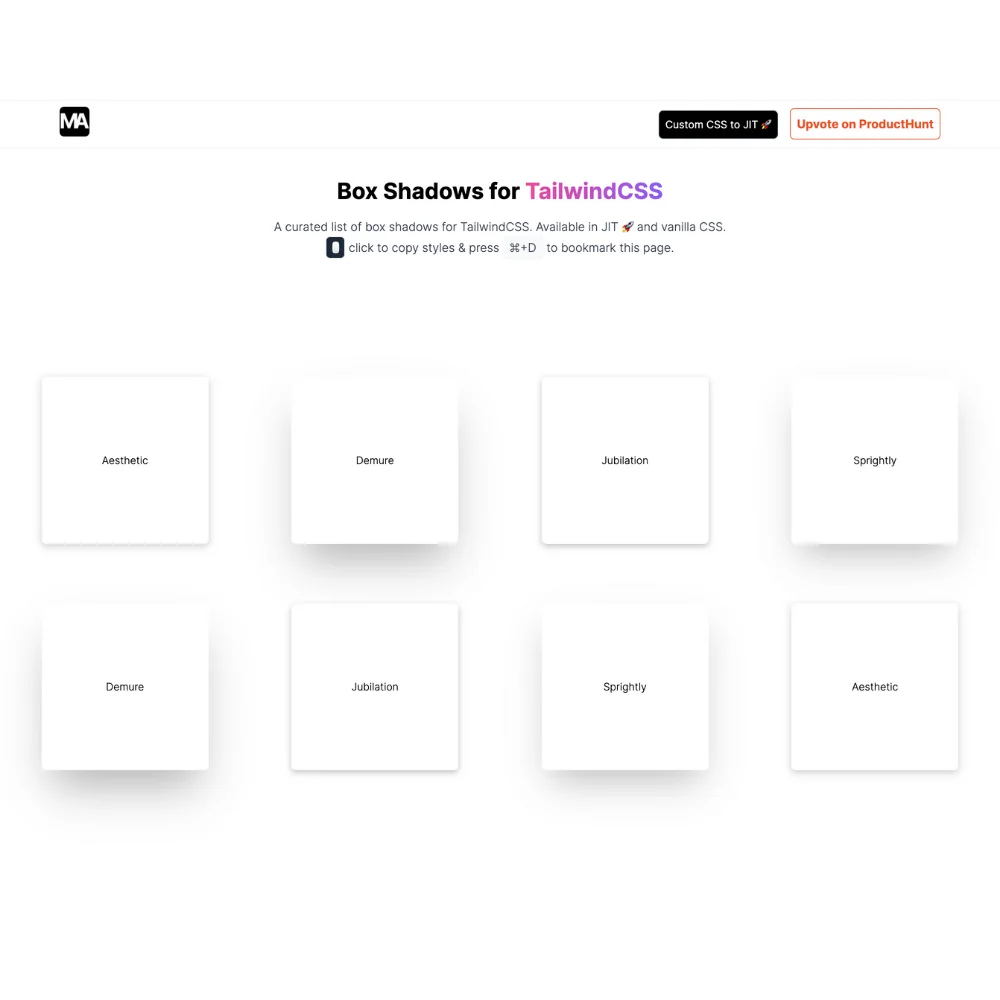 Tailwind Box Shadows screenshot 1 of 3